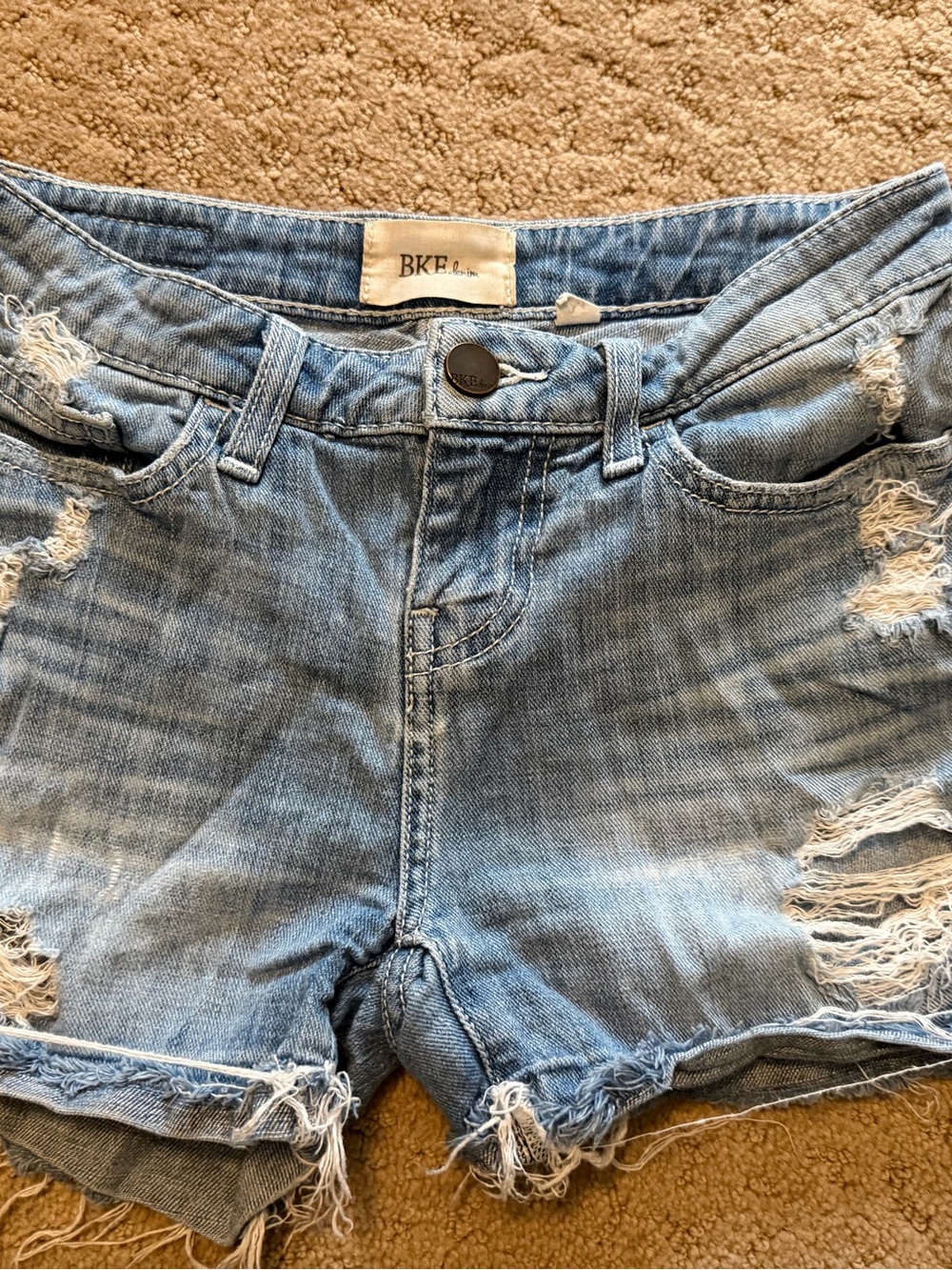 Distressed Light Blue Women's Denim Jean Shorts